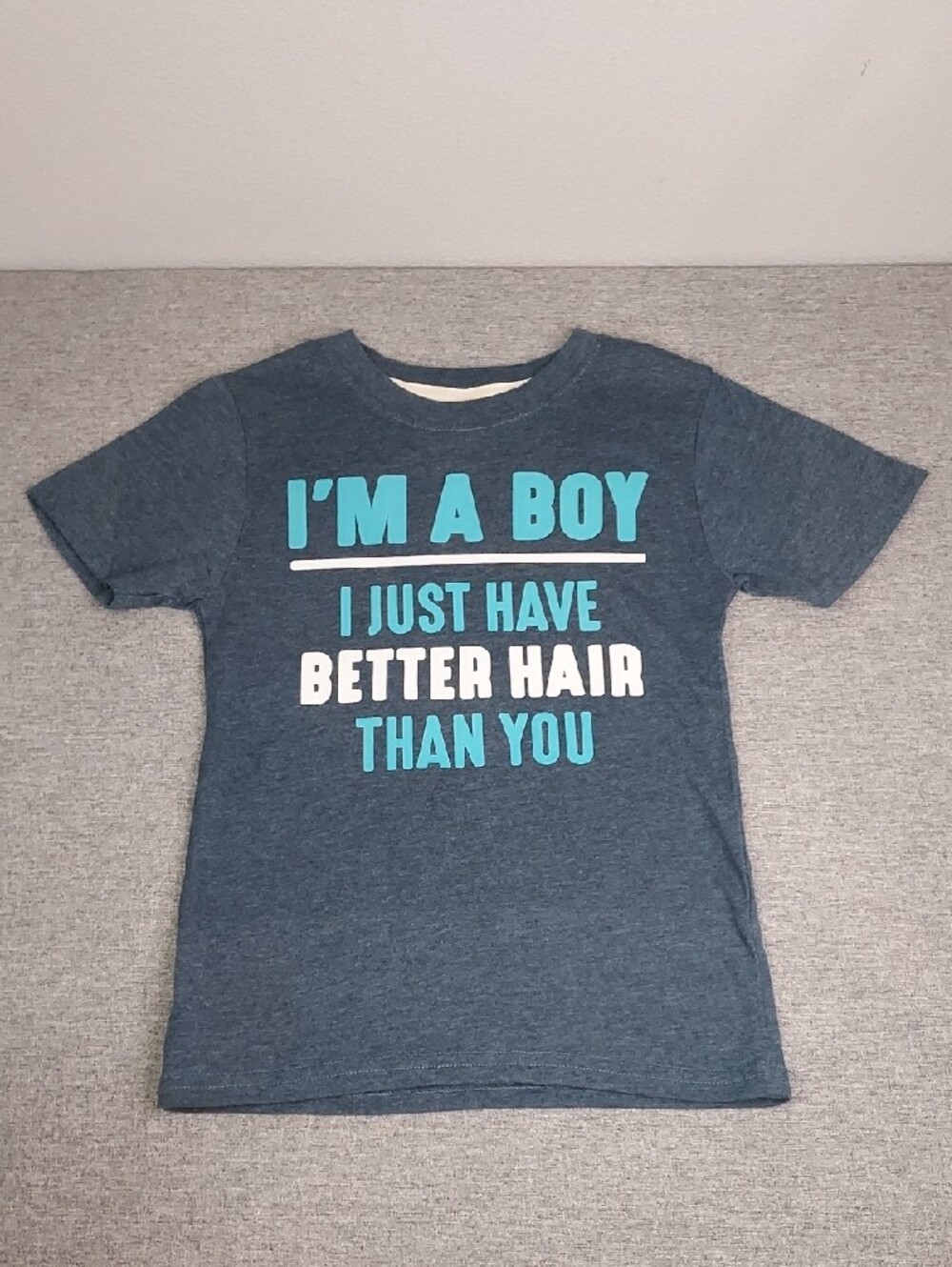 Instant Message Navy 'I'm A Boy' Funny Graphic Tee 50/50 Blend S/S T-Shirt 5T